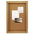 Bulletin Boards | Quartet 363 24 in. x 36 in. Enclosed Indoor Cork Bulletin Board with 1 Hinged Door - Tan Surface, Oak Fiberboard Frame image number 1