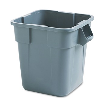 TRASH WASTE BINS | Rubbermaid Commercial FG352600GRAY 28 Gallon Polyethylene Square Brute Container - Gray