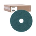 Cleaning & Janitorial Accessories | Boardwalk BWK4017GRE 17 in. Diameter Heavy-Duty Scrubbing Floor Pads - Green (5/Carton) image number 1