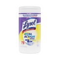 Hand Wipes | LYSOL Brand 19200-81700 7 in. x 7.5 in. 1-Ply Dual Action Disinfecting Wipes - Citrus Scent White/Purple image number 0