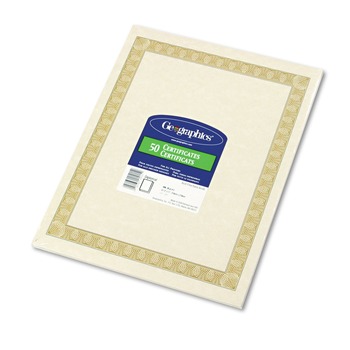 JUST LAUNCHED | Geographics 21015 Archival Quality 11 in. x 8.5 in. Parchment Paper Certificates - Natural/White Diplomat (50/Pack)