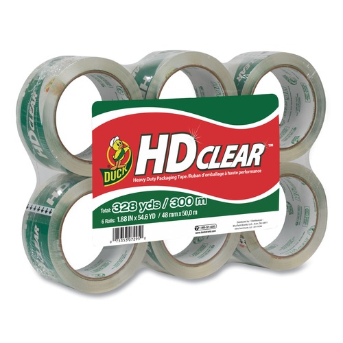 Tapes | Duck 287084 1.88 in. x 55 yds 3 in. Core Heavy-Duty Carton Packaging Tape - Clear (6/Pack) image number 0