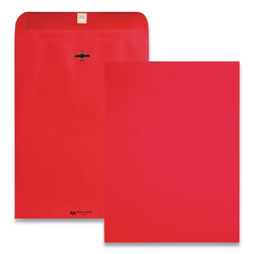 Envelopes & Mailers | Quality Park QUA38734 9 in. x 12 in. 28 lbs. Bond Clasp/Gummed Closure Weight Paper Clasp Envelope - Red (10/Pack) image number 0