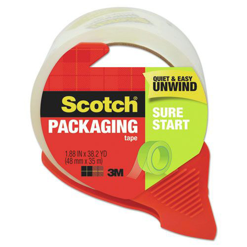 Labels | Scotch 3450S-RD-36GC Sure Start 1.88 in. x 38.2 yards 3 in. Core Packaging Tape with Dispenser - Clear (1-Roll) image number 0