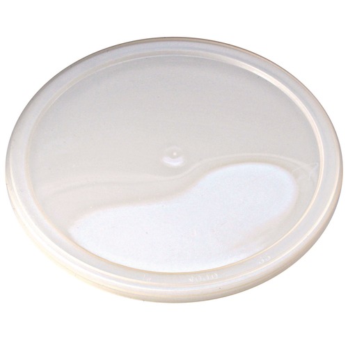 Food Trays, Containers, and Lids | Fabri-Kal 000000000009505261 4.6 in. Diameter Pro Kal Polyethylene Flush Fill Round Plastic Deli Lids - Clear (500/Carton) image number 0