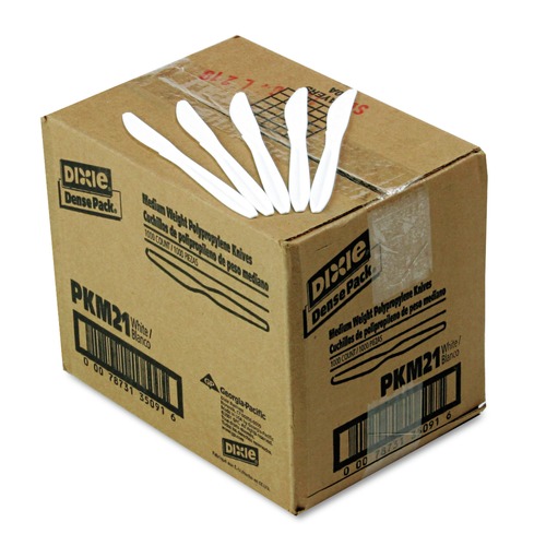 Cutlery | Dixie PKM21 Mediumweight Plastic Knives - White (1000/Carton) image number 0