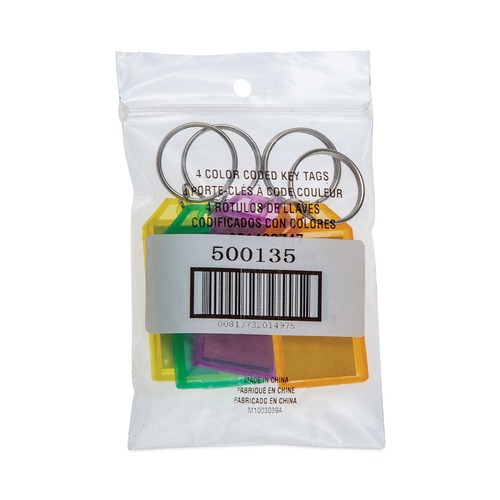 Label & Badge Holders | CONTROLTEK 500135 Metal/Plastic Key Tags - Green/Orange/Purple/Yellow (4/Pack) image number 0