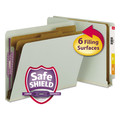 File Folders | Smead 26810 2 in. Expansion End Tab Pressboard Classification Folders with 6 SafeSHIELD Fasteners - Letter Size/Gray-Green (10/Box) image number 1