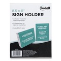 Office Presentation Supplies | NuDell 35485Z Horizontal/Vertical Orientation Side-Load Plastic Slanted L-Shaped Countertop Sign Holder - Clear image number 0
