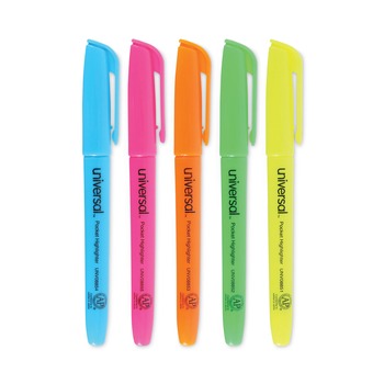 Universal UNV08857 Chisel Tip Assorted Color Pocket Highlighters (12/Set)