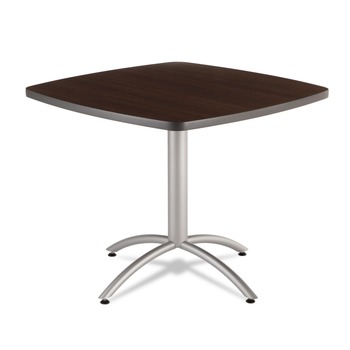 Iceberg 65614 36 in. x 36 in. x 30 in. CafeWorks Square Cafe-Height Table - Walnut/Silver