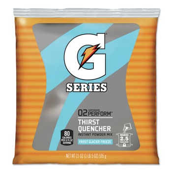 Gatorade QUA33677 G Series 21 oz. Powder Drink Mix Pouches - Glacier Freeze (Carton of 32 Each)