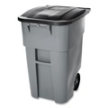 Trash & Waste Bins | Rubbermaid Commercial FG9W2700GRAY Brute 50 Gallon Square Molded Plastic Rollout Container - Gray image number 0