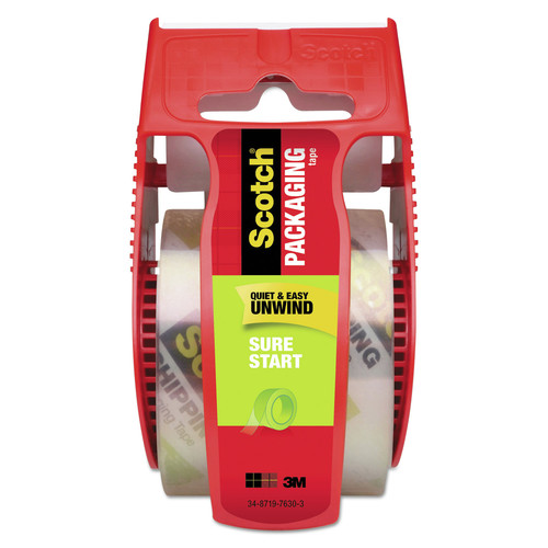 Packing Tapes | Scotch 145 Sure Start 1.88 in. x 22.2 yards 1.5 in. Core Packaging Tape with Dispenser - Clear (1-Roll) image number 0