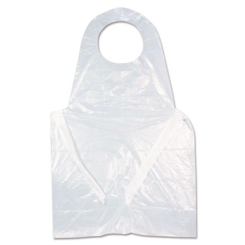 PRODUCTS | AmerCareRoyal RPA20 28 in. x 46 in. 1 mil Heavyweight Poly Aprons - One Size Fits All/White (500/Carton)