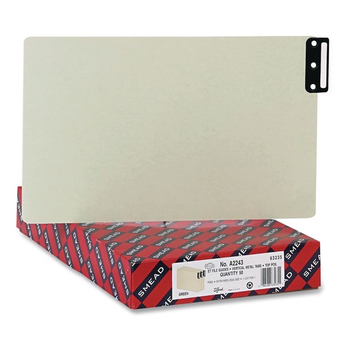 Back to School Sale | Smead 63235 100% Recycled 1/3-Cut Metal End Tabs Blank 8.5 in. x 14 in. Pressboard Guides - Green (50/Box) image number 0