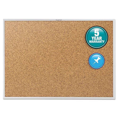  | Quartet 2303 36 in. x 24 in. Classic Series Cork Bulletin Board - Tan Surface, Silver Anodized Aluminum Frame image number 0