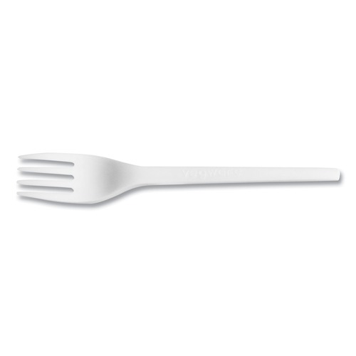 Cutlery | Vegware VW-FK6.5 Compostable CPLA Cutlery Fork - White (1000/Carton) image number 0