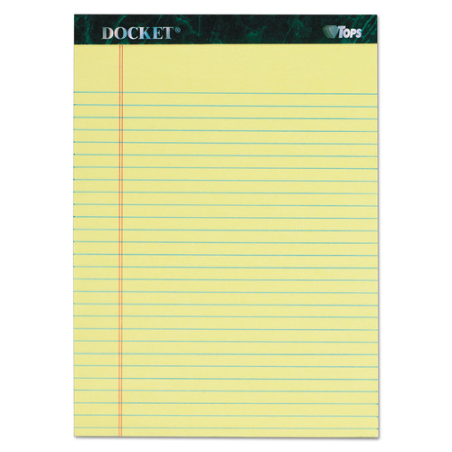 Notebooks & Pads | TOPS 63406 (50) Canary-Yellow 8.5 in. x 11.75 in. Sheets Wide/Legal Rule Docket Ruled Perforated Pads (6/Pack) image number 0