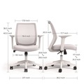 Office Chairs | Alera ALEWX42BME47 17.09 in. to 20.83 in. Seat Height Supports 275 lbs. Wessex Ergonomic Fabric Mesh Swivel Task Chair - Gray Seat/Back, White Base image number 3