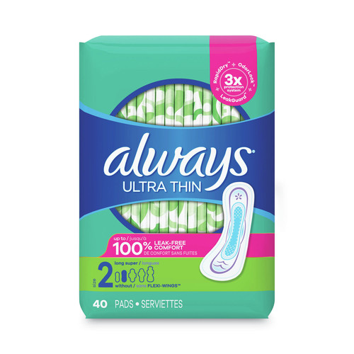 Skin Care & Hygiene | Always 59874PK Super Long 10 Hour Ultra Thin Pads (40/Pack) image number 0