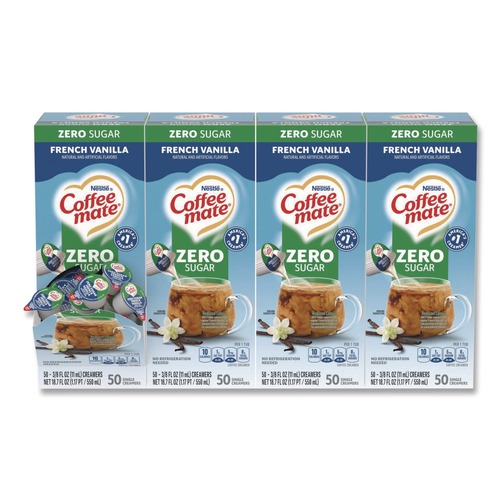 Condiments | Coffee-Mate 12183747 0.38 oz Mini Cups Liquid Coffee Creamer - Zero Sugar French Vanilla (200/Carton) image number 0