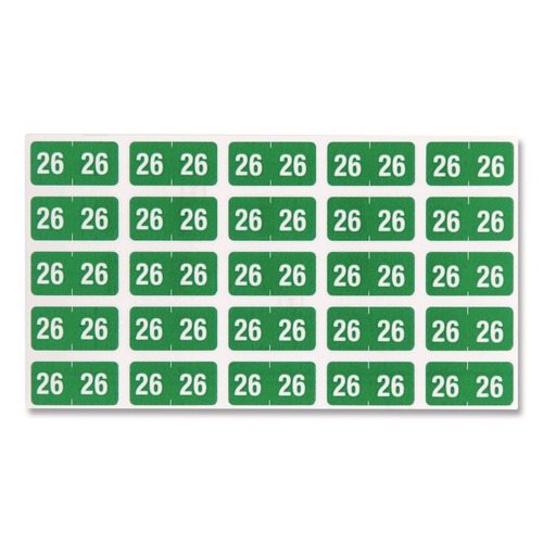 Dividers & Tabs | Smead 67926 Yearly End Tab File Folder Labels 0.5 x 1 Green 25/Sheet 10 Sheets/Pack image number 0