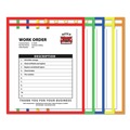Sheet Protectors | C-Line 43920 Super Heavy-Duty Top Load 9 in. x 12 in. Insert Neon Stitched Shop Ticket Holders - Clear Front, Assorted Neon Border Colors (10/Box) image number 2