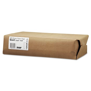 FACILITY MAINTENANCE SUPPLIES | General 40036 4.25 in. x 2.5 in. x 16 in. Quart Size Liquor-Takeout Paper Bags - Natural (500/Bundle)