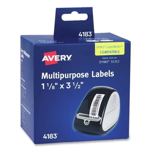 Labels | Avery 4183 3.5 in. x 1.3 in. Multipurpose Thermal Labels - White (1/Box) image number 0