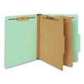 File Folders | Universal UNV10407 2 Dividers 6 Fasteners Heavy-Duty Pressboard Cover Letter Size Six-Section Classification Folders - Light Green (20/Box) image number 1