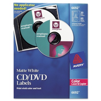 Avery 06692 Laser CD Labels - Matte White (30-Piece/Pack)