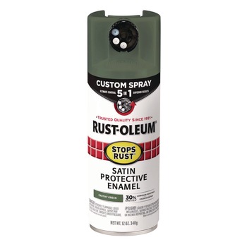 Rust-Oleum 383421 Stops Rust 5-in-1 Spray Paint, Satin Earthy Green, 12 oz Aerosol Can