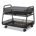 Office Carts & Stands | Safco 5208BL 21 in. x 16 in. x 17.5 in. 1 Shelf 1 Drawer 1 Bin 100 lbs. Capacity Onyx Under Desk Metal Machine Stand - Black image number 0
