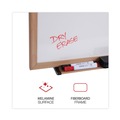 White Boards | Universal UNV43621 72 in. x 48 in. Deluxe Melamine Dry Erase Board - Melamine White Surface, Oak Fiberboard Frame image number 3