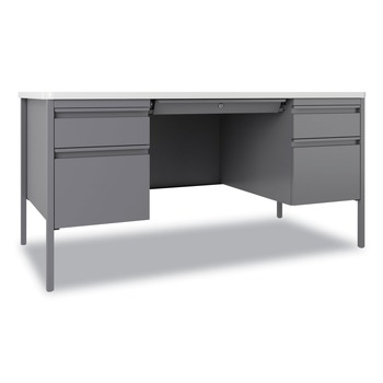  | Hirsh Industries 22655 60 in. x 30 in. x 29.5 in. Left and Right-Hand Pedestals Box/File Drawer Format Teachers Pedestal Desks - White/Platinum