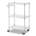 Cleaning Carts | Alera ALESW322416SR 24 in. x 16 in. x 39 in. 450 lbs. Capacity 3-Shelf Wire Cart with Liners - Silver image number 2