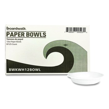 Boardwalk CB12B1008125A 12 oz Paper Dinnerware Bowl - White (1000/Carton)