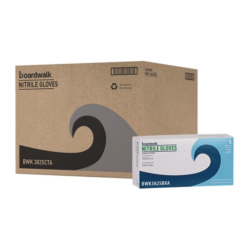 Disposable Gloves | Boardwalk 382SCTA 5 mil Disposable Examination Nitrile Gloves - Small, Blue (1000/Carton) image number 0