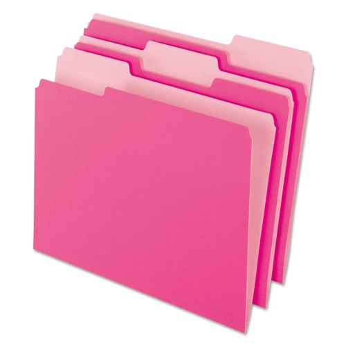 File Folders | Pendaflex 4210 1/3 PIN 1/3-Cut Assorted Tabs Interior Letter File Folders - Pink (100/Box) image number 0