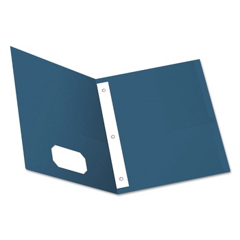Oxford 57702 11 in. x 8.5 in. 0.5 in. Capacity Twin-Pocket Folders with 3 Fasteners - Blue (25/Box)