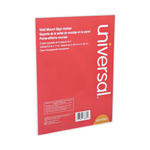 Cleaning & Janitorial Accessories | Universal UNV76882 8.5 in. x 11 in. Vertical Wall Mount Sign Holder - Clear (12/Pack) image number 0