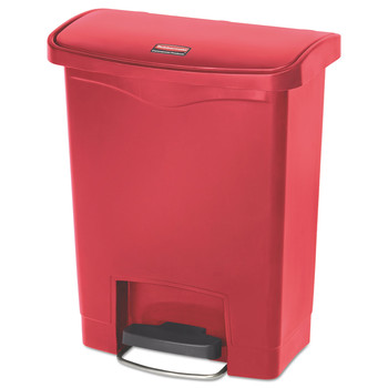 Rubbermaid Commercial 1883564 Streamline 8-Gallon Front Step Style Resin Step-On Container - Red