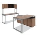 Office Filing Cabinets & Shelves | Alera ALELS593020WA Open Office Desk Series 29.5w x 19.13d x 22.78h Low Storage Cabinet Credenza - Modern Walnut image number 2