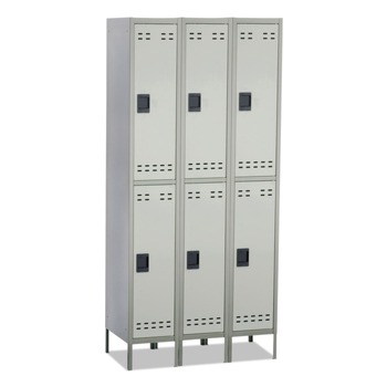 OFFICE FILING CABINETS AND SHELVES | Safco 5526GR 36 in. x 18 in. x 78 in. Three-Column Locker Double-Tier - Two-Tone Gray