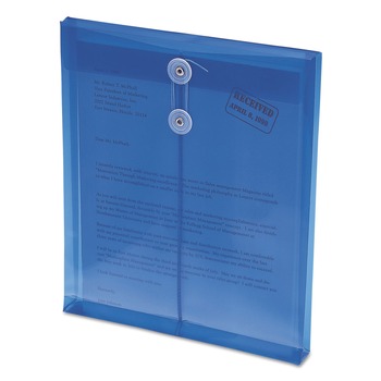 Smead 89542 9.75 x 11.63 Open-End (Vertical) Poly String and Button Interoffice Envelopes - Transparent Blue (5/Pack)