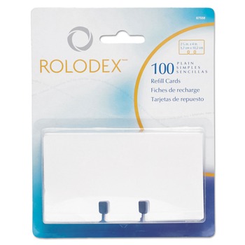  | Rolodex 67558 2.25 in. x 4 in. Plain Unruled Refill Card - White (100/Pack)