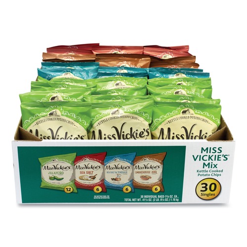 Snacks | Green Rabbit 30212 1.38 oz Bags Kettle Cooked Chips Variety Mix - Four Assorted Flavors (30/Carton) image number 0