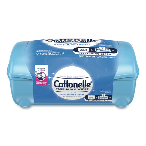 Cleaning Cloths | Cottonelle 44932 1-Ply 3.75 x 5.5 Fresh Care Flushable Cleansing Cloths - White (12/Carton) image number 0