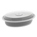 Food Service | Pactiv Corp. OC12B Newspring VERSAtainer 6.8 x 4.8 x 1.45 12 oz Oval Plastic Microwavable Containers - Black/Clear (150/Carton) image number 0